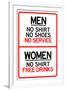 Women Free Drinks Men No Service Parking-null-Framed Art Print