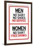 Women Free Drinks Men No Service Parking-null-Framed Art Print