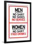 Women Free Drinks Men No Service Parking-null-Framed Art Print