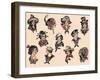 Women from Around the World Mid-Century Tattoo Flash-null-Framed Art Print