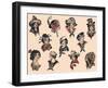 Women from Around the World Mid-Century Tattoo Flash-null-Framed Art Print