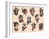 Women from Around the World Mid-Century Tattoo Flash-null-Framed Art Print