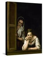 Women from Galicia at the Window, 1655-1660-Bartolome Esteban Murillo-Stretched Canvas