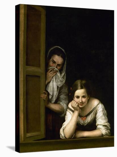 Women from Galicia at the Window, 1655-1660-Bartolome Esteban Murillo-Stretched Canvas