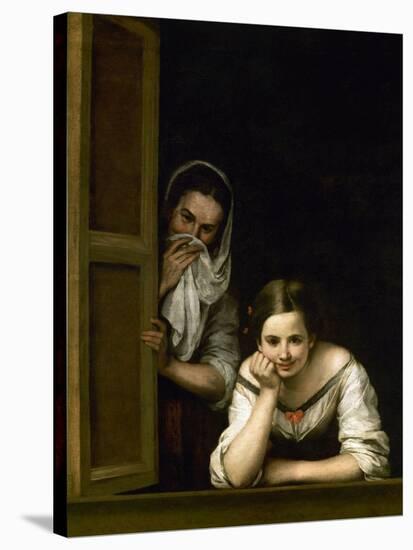 Women from Galicia at the Window, 1655-1660-Bartolome Esteban Murillo-Stretched Canvas