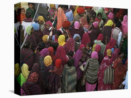 Women from Villages Crowd the Street at the Camel Fair, Pushkar, Rajasthan State, India-Jeremy Bright-Stretched Canvas