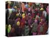 Women from Villages Crowd the Street at the Camel Fair, Pushkar, Rajasthan State, India-Jeremy Bright-Stretched Canvas