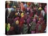 Women from Villages Crowd the Street at the Camel Fair, Pushkar, Rajasthan State, India-Jeremy Bright-Stretched Canvas