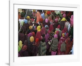 Women from Villages Crowd the Street at the Camel Fair, Pushkar, Rajasthan State, India-Jeremy Bright-Framed Photographic Print