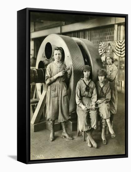 Women Gear Filers, Reduction Gear Erecting Shop, 1919-null-Framed Stretched Canvas