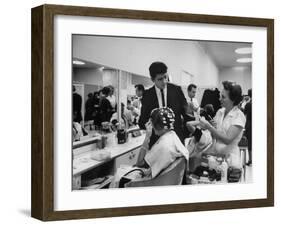 Women Getting Hair Styled in Beauty Salon at Saks Fifth Ave. Department Store-Alfred Eisenstaedt-Framed Photographic Print