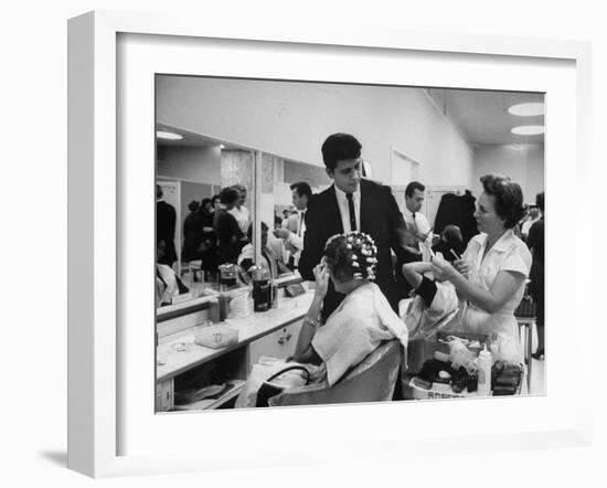 Women Getting Hair Styled in Beauty Salon at Saks Fifth Ave. Department Store-Alfred Eisenstaedt-Framed Photographic Print