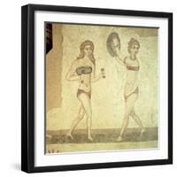 Women Gymnasts, Roman Mosaic, Early 4th Century-null-Framed Giclee Print