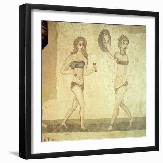 Women Gymnasts, Roman Mosaic, Early 4th Century-null-Framed Giclee Print