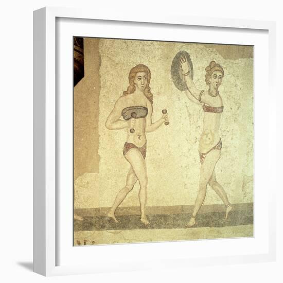 Women Gymnasts, Roman Mosaic, Early 4th Century-null-Framed Giclee Print