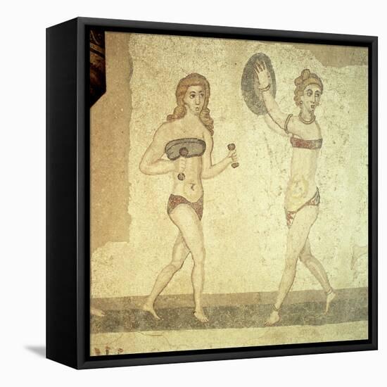 Women Gymnasts, Roman Mosaic, Early 4th Century-null-Framed Stretched Canvas