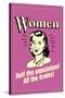 Women Half The Population All The Brains Funny Retro Poster-Retrospoofs-Stretched Canvas