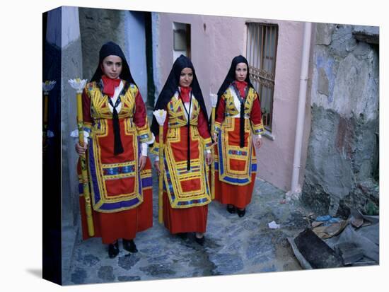 Women Holding Candles, Corpus Domini Procession, Desulo (Gennargentu), Sardinia, Italy-Bruno Morandi-Stretched Canvas