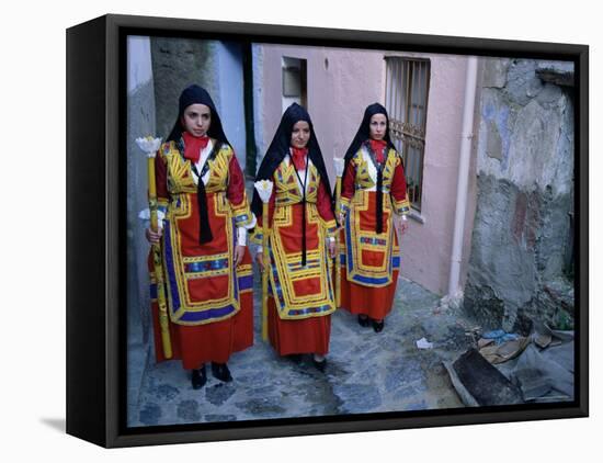 Women Holding Candles, Corpus Domini Procession, Desulo (Gennargentu), Sardinia, Italy-Bruno Morandi-Framed Stretched Canvas