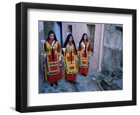 Women Holding Candles, Corpus Domini Procession, Desulo (Gennargentu), Sardinia, Italy-Bruno Morandi-Framed Photographic Print