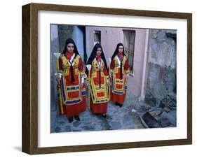 Women Holding Candles, Corpus Domini Procession, Desulo (Gennargentu), Sardinia, Italy-Bruno Morandi-Framed Photographic Print