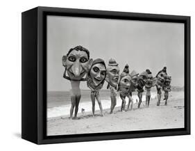 Women Holding Giant Masks-Bettmann-Framed Stretched Canvas