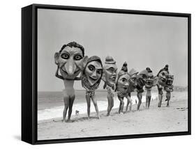 Women Holding Giant Masks-Bettmann-Framed Stretched Canvas
