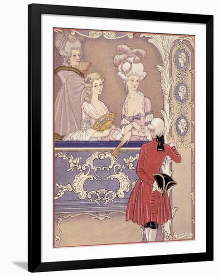 Women in a Theater Box, Illustration from Les Liaisons Dangereuses by Pierre Choderlos de Laclos-Georges Barbier-Framed Giclee Print