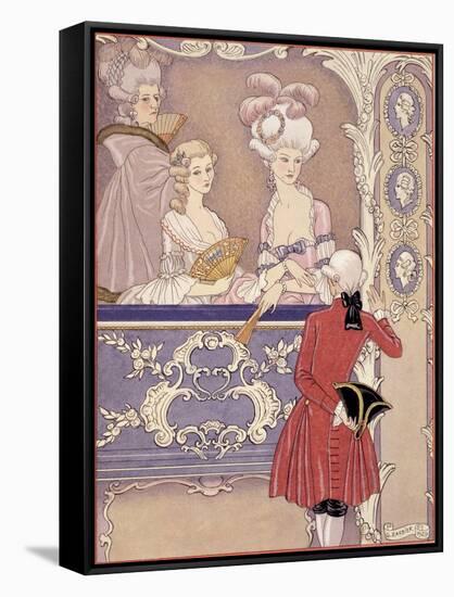 Women in a Theater Box, Illustration from Les Liaisons Dangereuses by Pierre Choderlos de Laclos-Georges Barbier-Framed Stretched Canvas