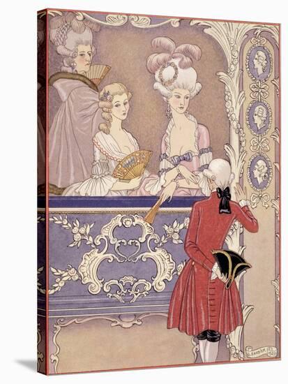 Women in a Theater Box, Illustration from Les Liaisons Dangereuses by Pierre Choderlos de Laclos-Georges Barbier-Stretched Canvas