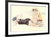 Women in Bathing Costumes Lounging on Beach-null-Framed Premium Giclee Print