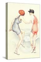 Women in Bathing Costumes Playing Tag-null-Stretched Canvas