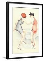 Women in Bathing Costumes Playing Tag-null-Framed Art Print