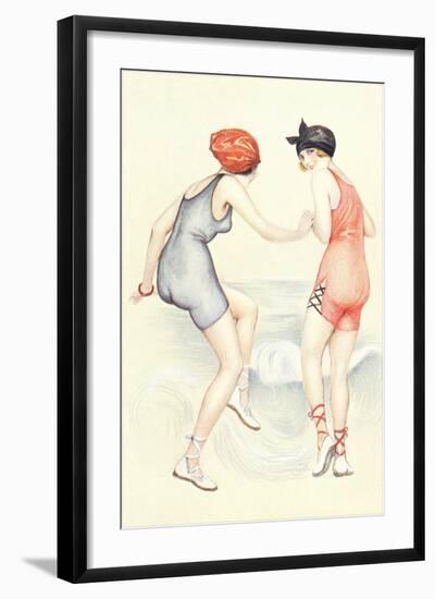 Women in Bathing Costumes Playing Tag-null-Framed Art Print