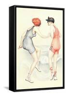 Women in Bathing Costumes Playing Tag-null-Framed Stretched Canvas