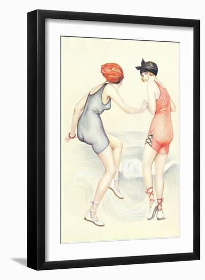 Women in Bathing Costumes Playing Tag-null-Framed Art Print