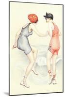 Women in Bathing Costumes Playing Tag-null-Mounted Art Print