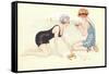 Women in Bathing Costumes Playing with Crabs-null-Framed Stretched Canvas