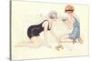 Women in Bathing Costumes Playing with Crabs-null-Stretched Canvas