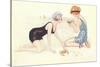 Women in Bathing Costumes Playing with Crabs-null-Stretched Canvas