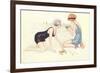 Women in Bathing Costumes Playing with Crabs-null-Framed Premium Giclee Print