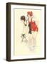 Women in Bathing Costumes with Terrier-null-Framed Art Print