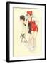 Women in Bathing Costumes with Terrier-null-Framed Art Print