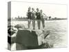 Women in Bathing Suits Posing on Rock-null-Stretched Canvas