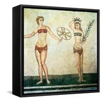 Women in Bikinis, from the Room of the Ten Dancing Girls-Roman-Framed Stretched Canvas