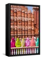 Women in Bright Saris in Front of the Hawa Mahal (Palace of the Winds)-Gavin Hellier-Framed Stretched Canvas