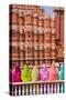 Women in Bright Saris in Front of the Hawa Mahal (Palace of the Winds)-Gavin Hellier-Stretched Canvas