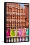 Women in Bright Saris in Front of the Hawa Mahal (Palace of the Winds)-Gavin Hellier-Framed Stretched Canvas