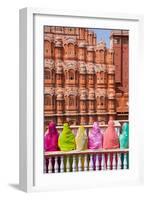 Women in Bright Saris in Front of the Hawa Mahal (Palace of the Winds)-Gavin Hellier-Framed Photographic Print