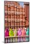 Women in Bright Saris in Front of the Hawa Mahal (Palace of the Winds)-Gavin Hellier-Mounted Photographic Print